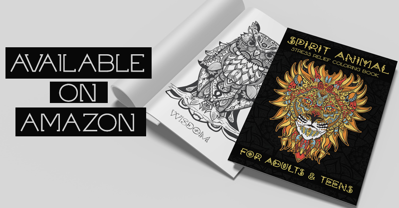 Spirit Animal Stress Relief Coloring Book for Adults and Teens